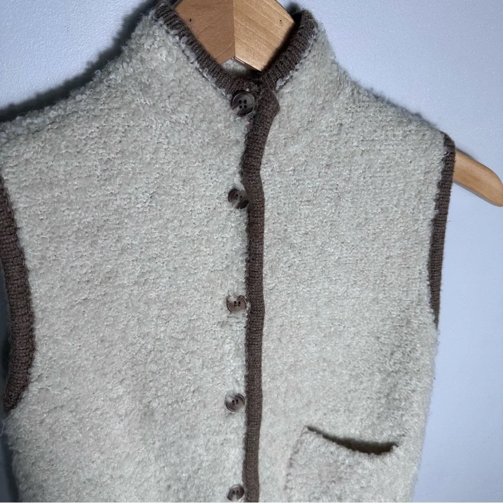 Zara Kids Fleece Vest with Brown Trim